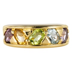 Modern Gemstone 18 Karat Yellow Gold Bangle Ring