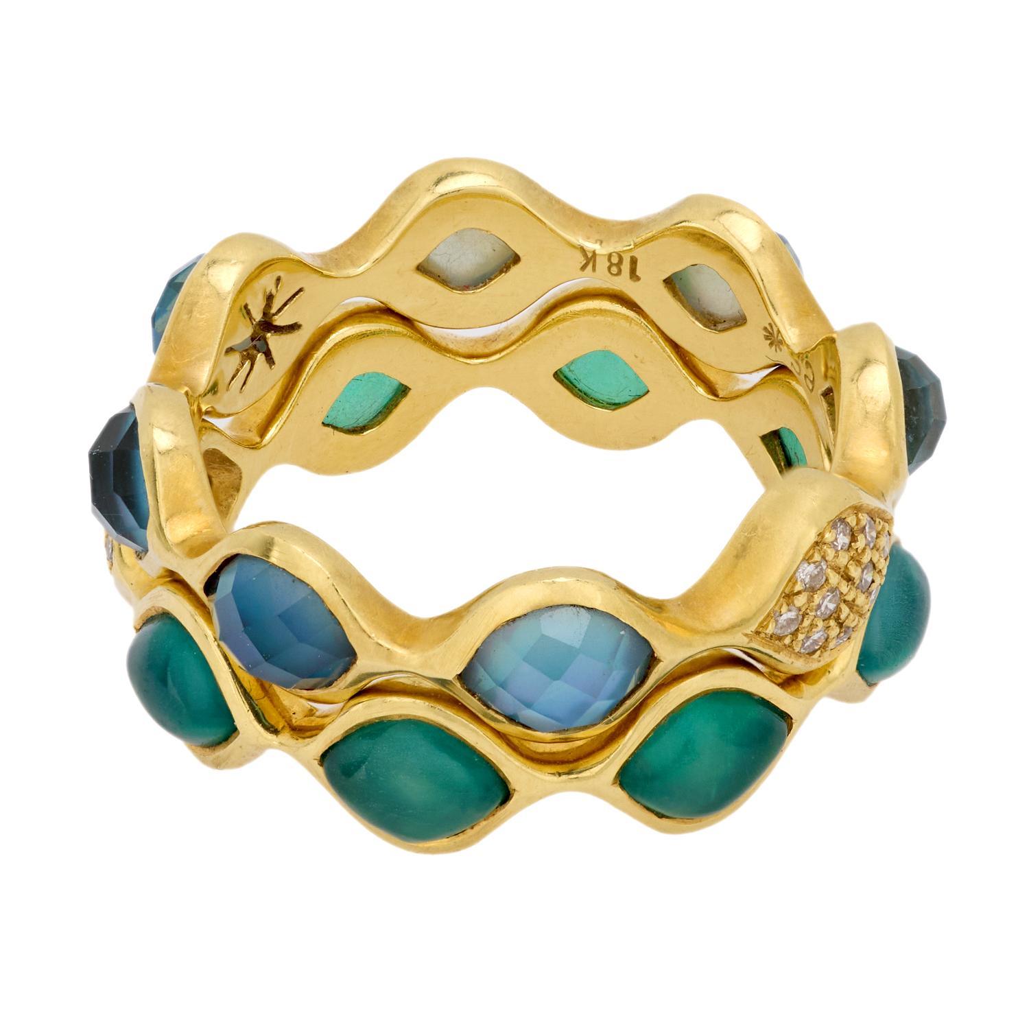 Modernes Ewigkeitsarmband aus 18k Gelbgold mit Edelsteinen und Diamanten Damen