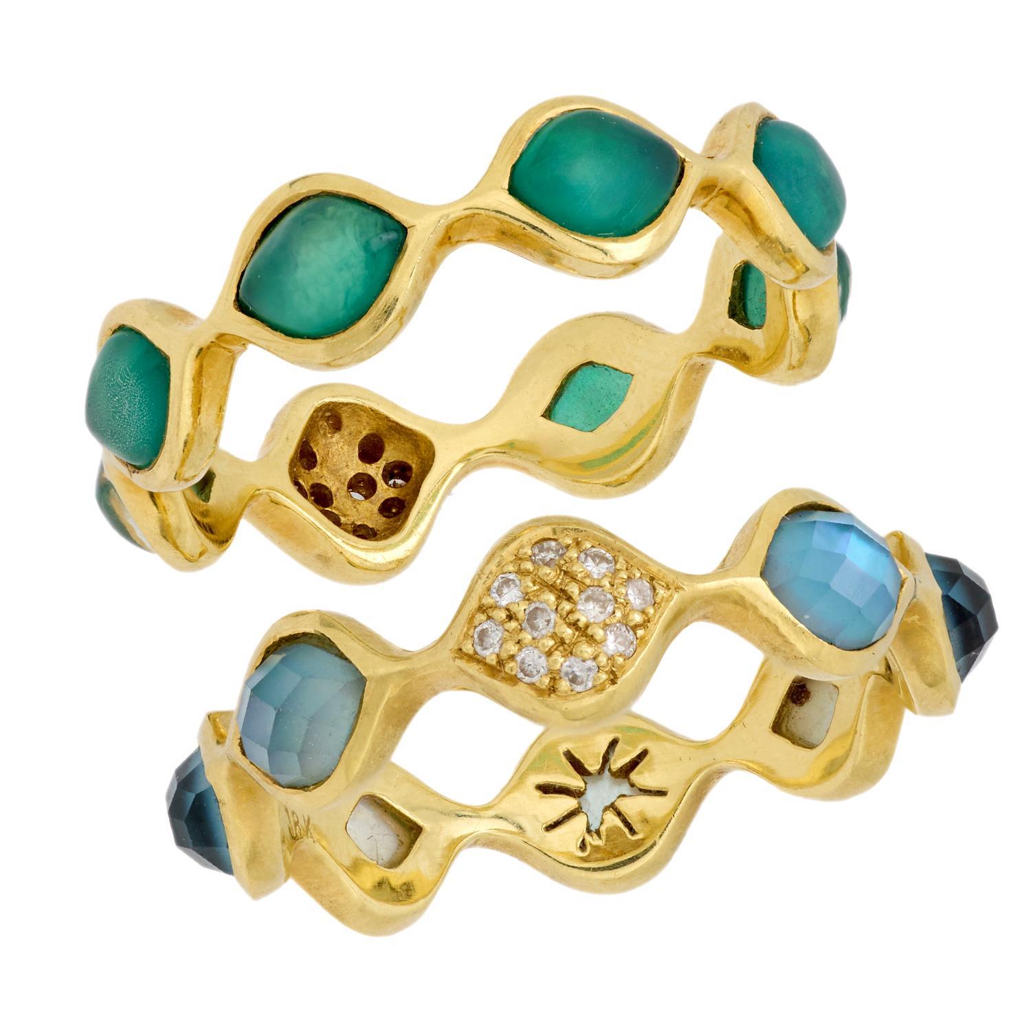 Modernes Ewigkeitsarmband aus 18k Gelbgold mit Edelsteinen und Diamanten
