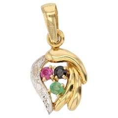 Modern Gemstones 18 Karat Yellow Gold Pendant