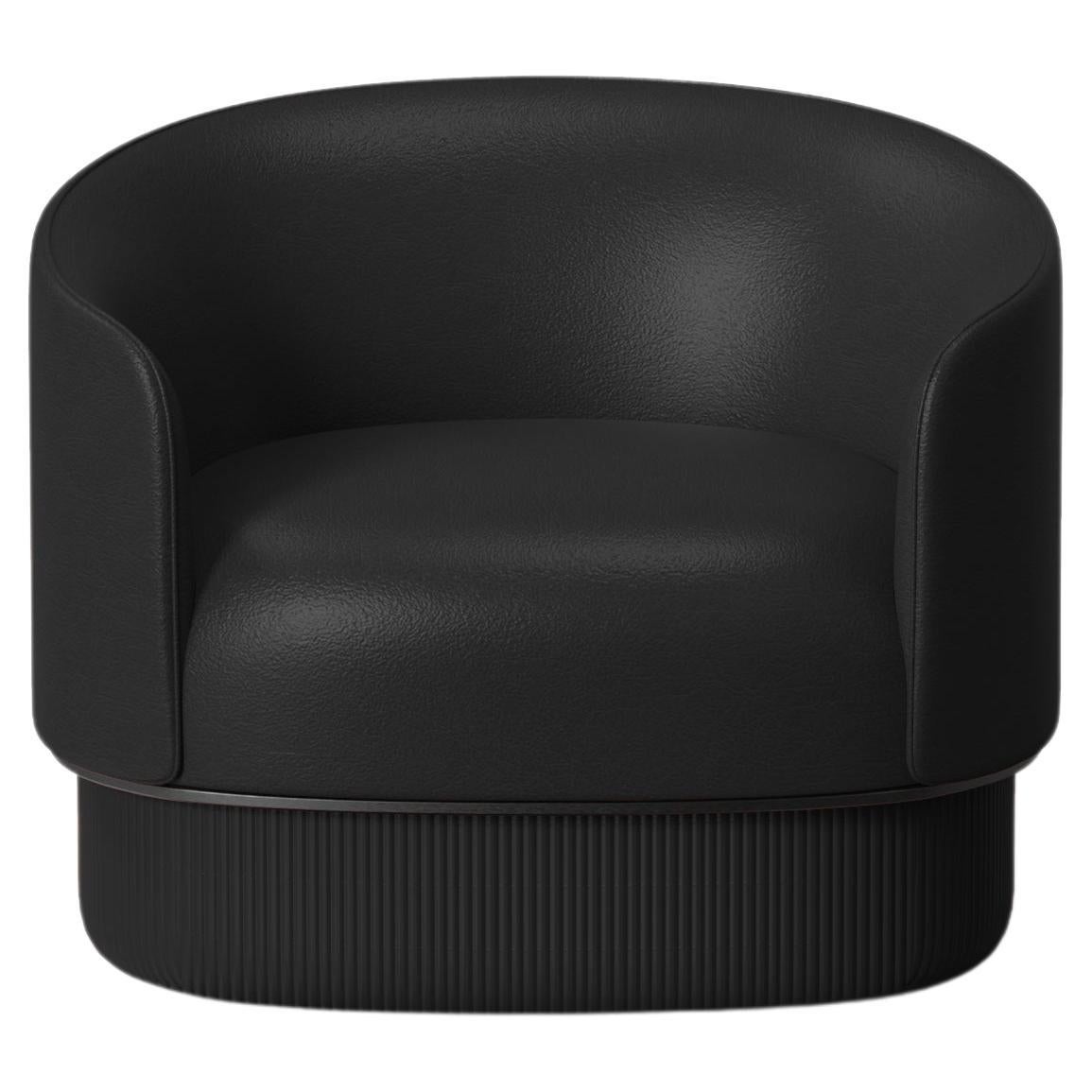 Modern Gentle Armchair in Black Leather and Metal