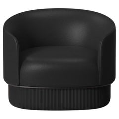 Modern Gentle Armchair in Black Leather and Metal