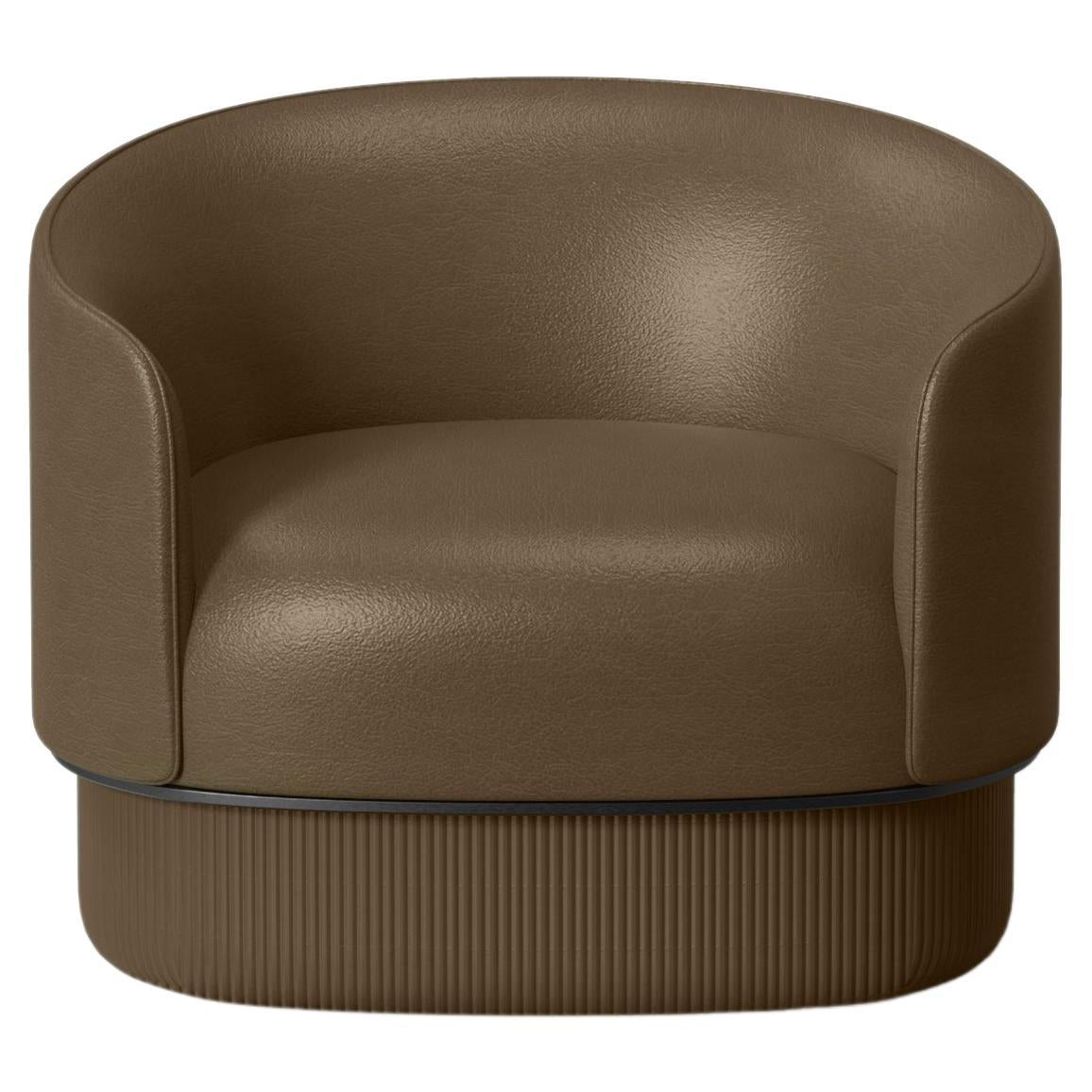 Modern Gentle Armchair in Brown Leather and Metal