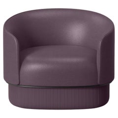 Modern Gentle Armchair in Purple Leather and Metal