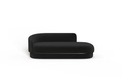Modern Gentle Daybed in Black Velvet and Bronze Metal