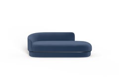 Modern Gentle Daybed in Blue Velvet and Bronze Metal