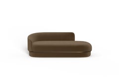 Modern Gentle Daybed in Brown Velvet and Bronze Metal