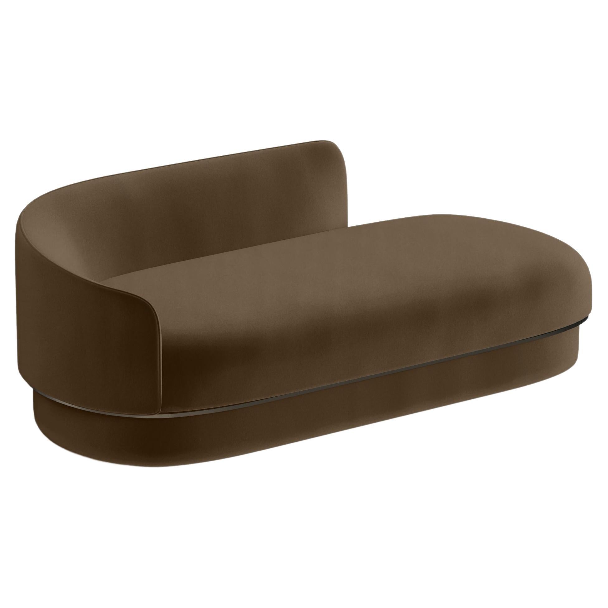 Modern Gentle Daybed in Brown Velvet and Bronze Metal For Sale