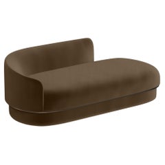 Modern Gentle Daybed in Brown Velvet and Bronze Metal