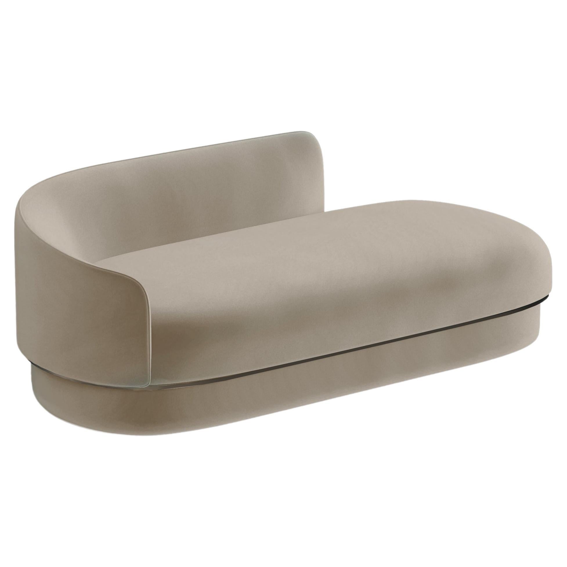 Modern Gentle Daybed in Cream Velvet and Bronze Metal For Sale