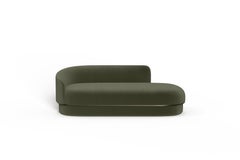 Daybed Moderno Suave en Terciopelo Verde y Metal Bronce
