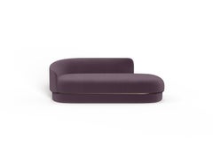 Modern Gentle Daybed in Purple Velvet and Bronze Metal