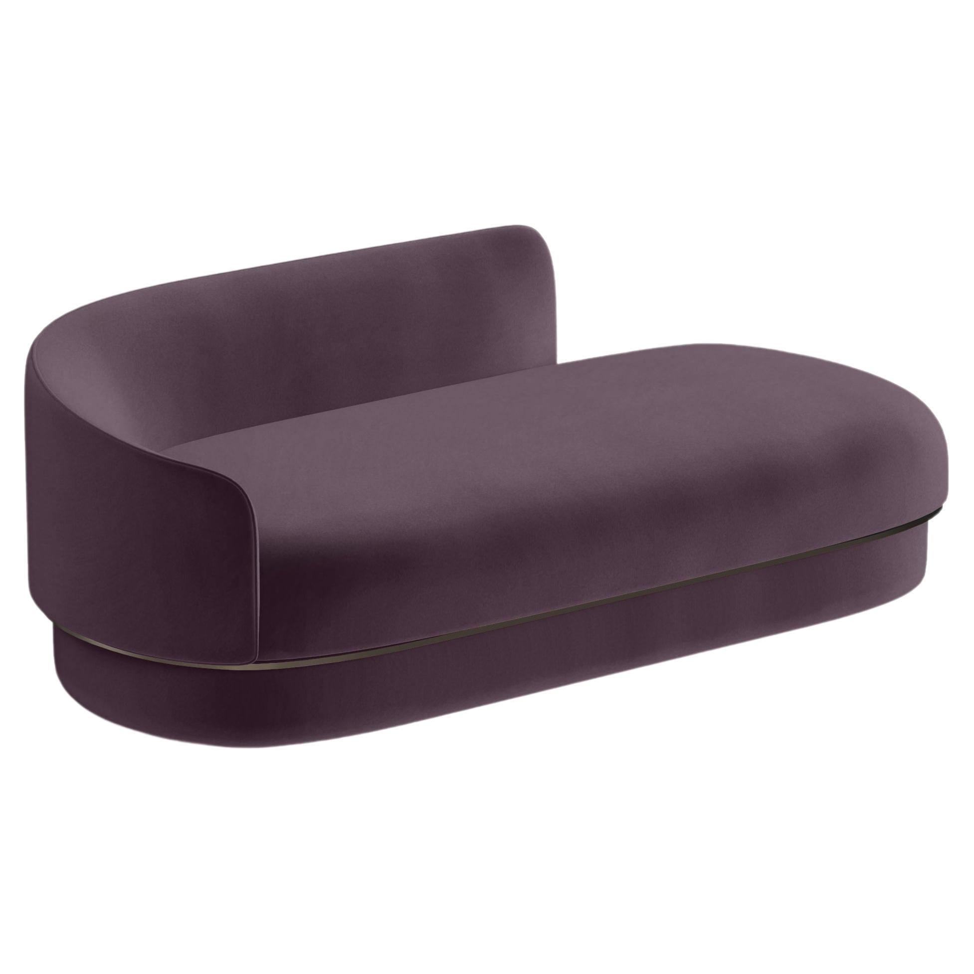 Modern Gentle Daybed in Purple Velvet and Bronze Metal For Sale