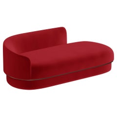 Modern Gentle Daybed in Red Velvet and Bronze Metal