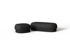 Moderner Gentle Kleiner Hocker aus schwarzem Stoff und Bronzemetall