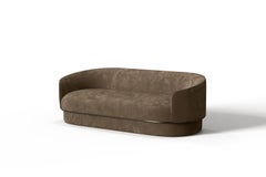 Divano moderno delicato in velluto marrone e metallo bronzo
