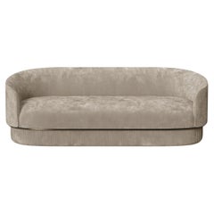 Modern Gentle Sofa in Cream Velvet and Bronze Metal