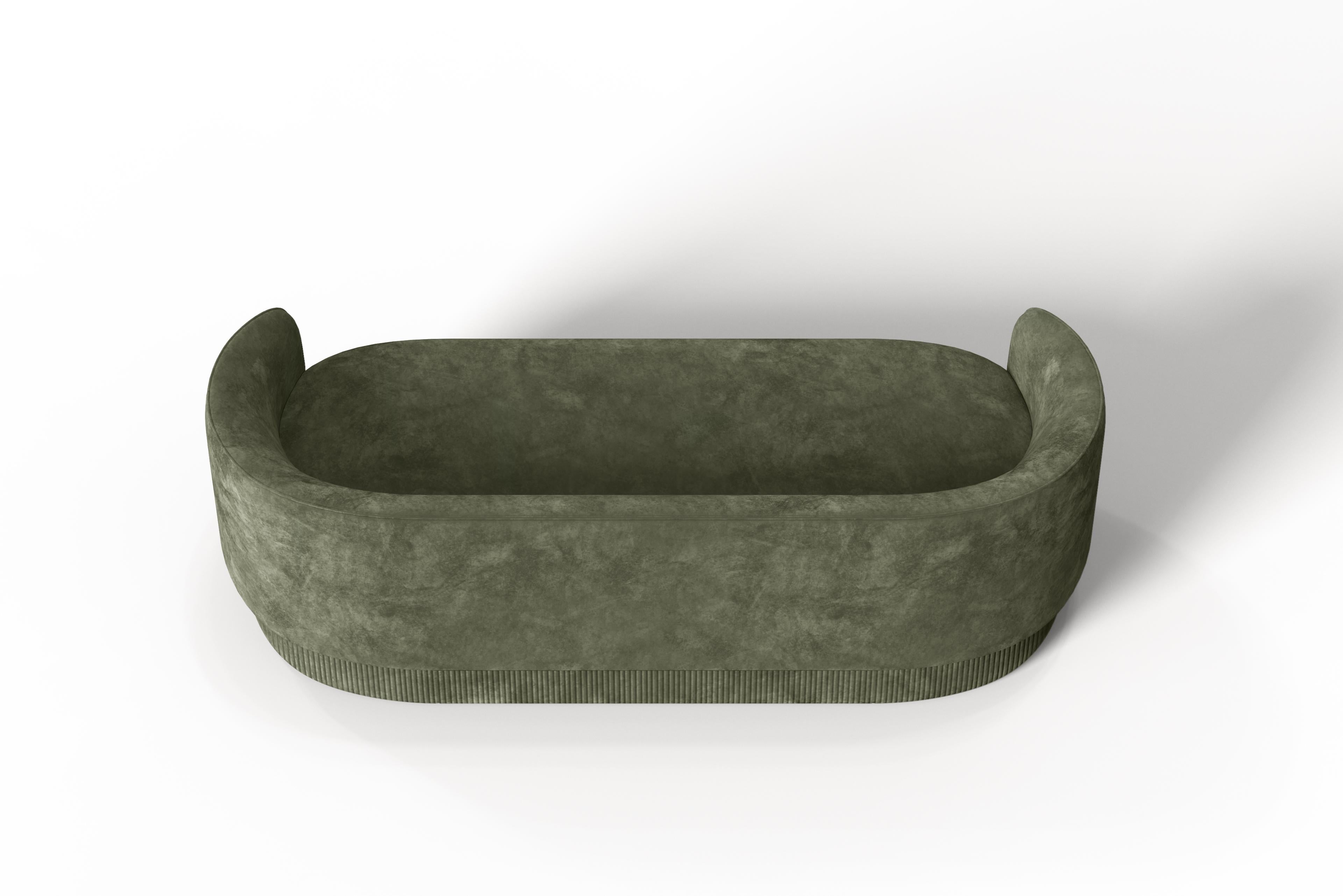 Other Modern Gentle Sofa in Green Velvet and Bronze Metal For Sale