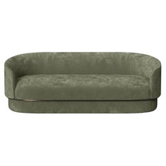 Modern Gentle Sofa in Green Velvet and Bronze Metal