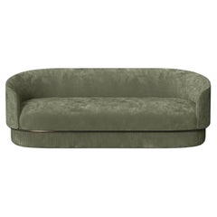 Divano moderno delicato in velluto verde e metallo bronzo