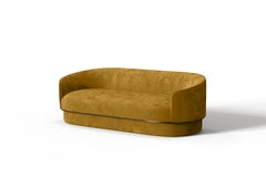 Modern Gentle Sofa in Mustard Velvet and Bronze Metal