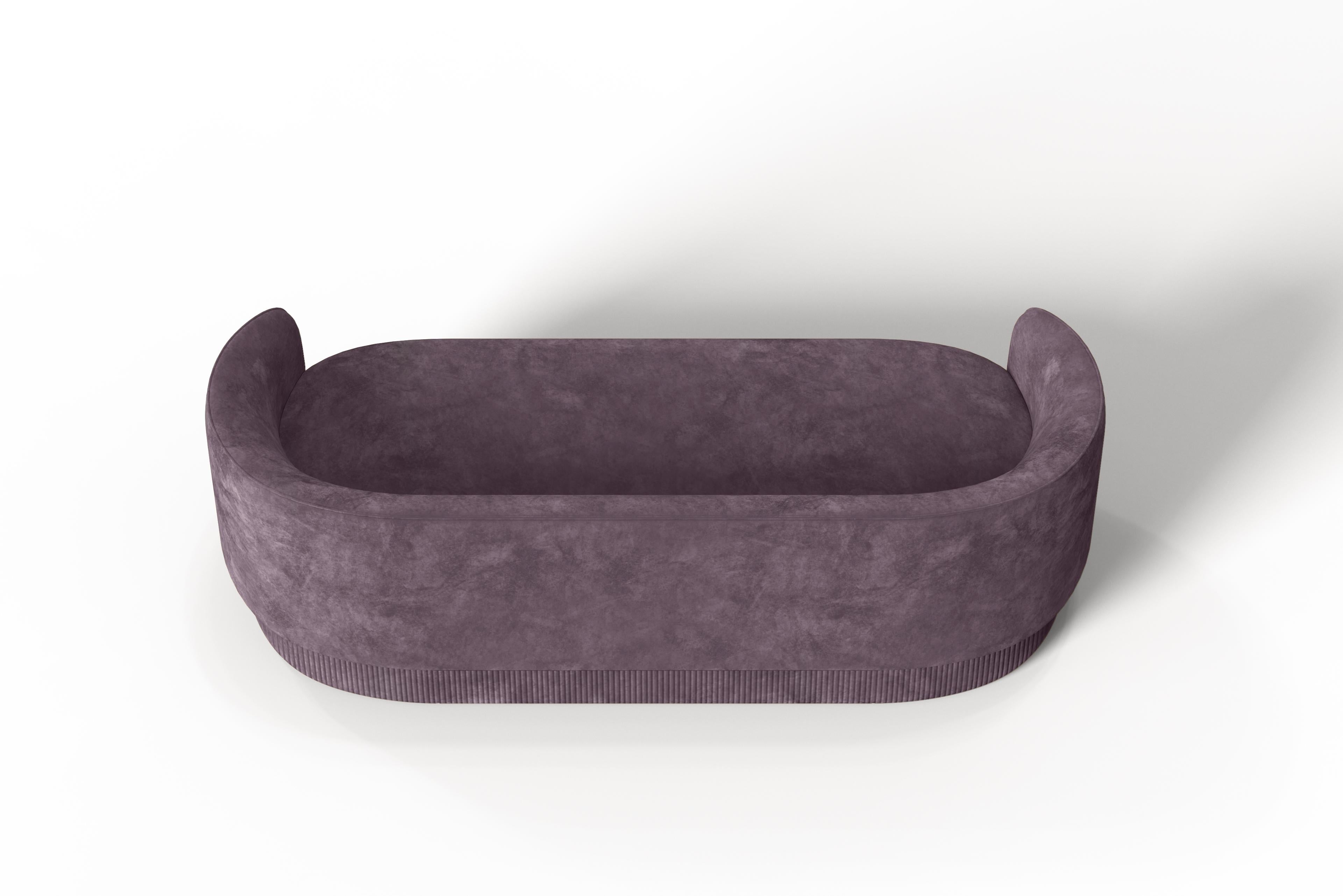 Other Modern Gentle Sofa in Purple Velvet and Bronze Metal For Sale
