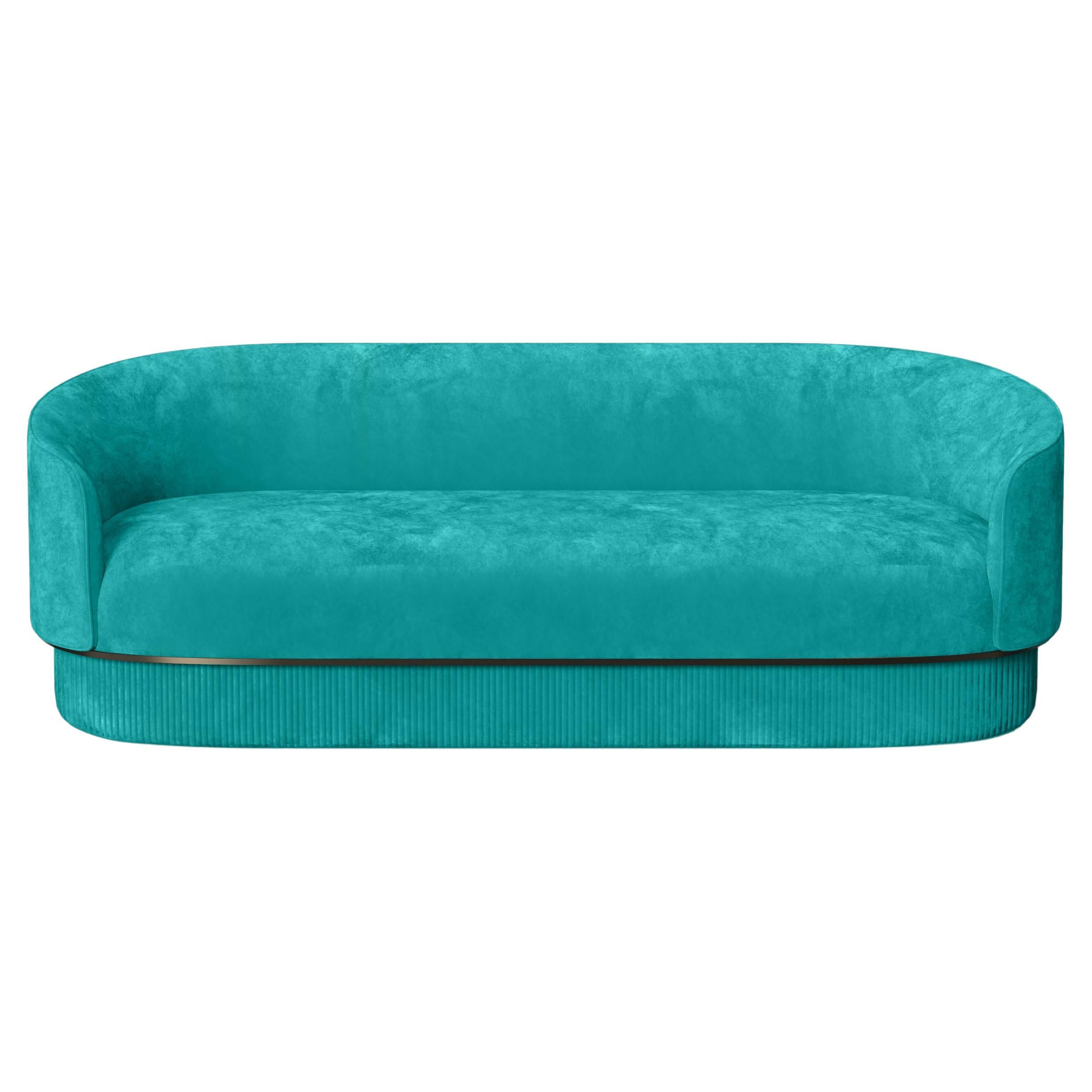 Modernes Gentle Sofa in Teal aus Samt und Bronzemetall