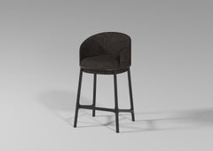 Modern Gentle Stool in Black Fabric and Black Wood