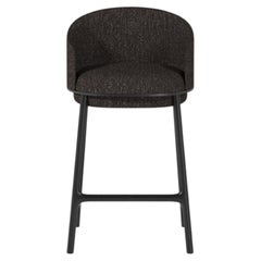 Modern Gentle Stool in Black Fabric and Black Wood