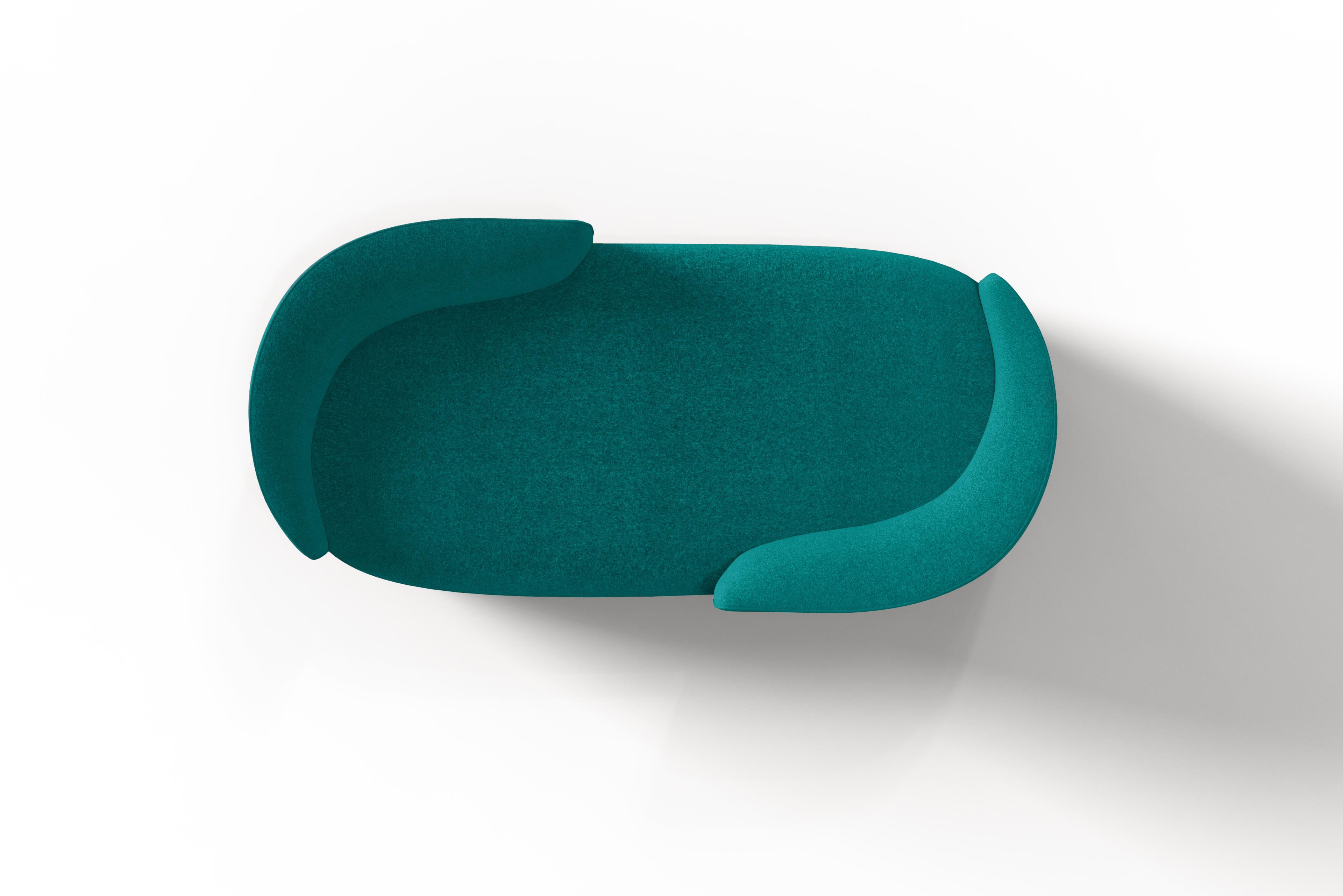 Other Modern Gentle Vís a Vís in Teal Fabric and Bronze Metal For Sale
