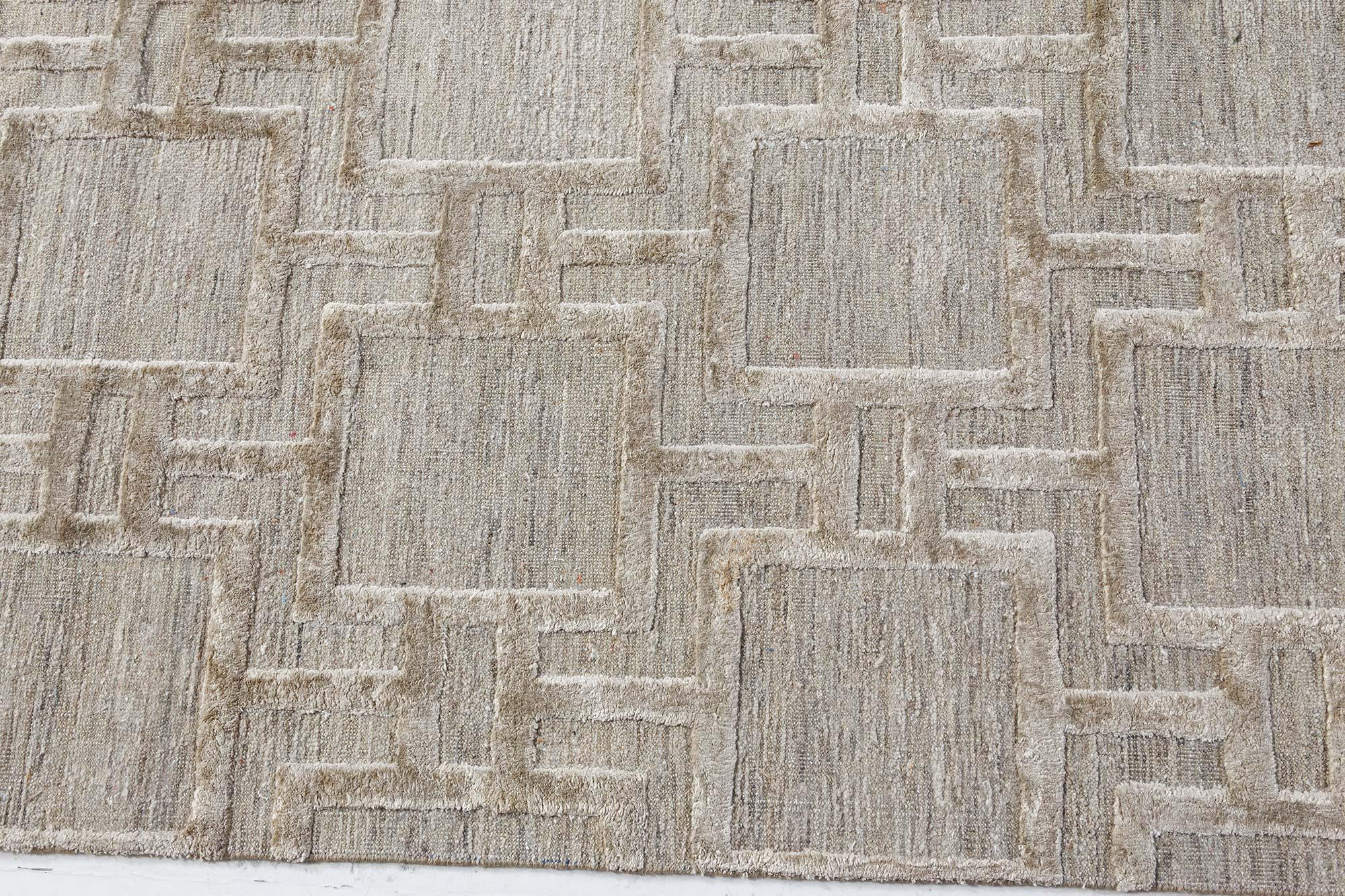 Moderner Geo Henley-Teppich aus Seide und Wolle von Doris Leslie Blau (Indisch) im Angebot