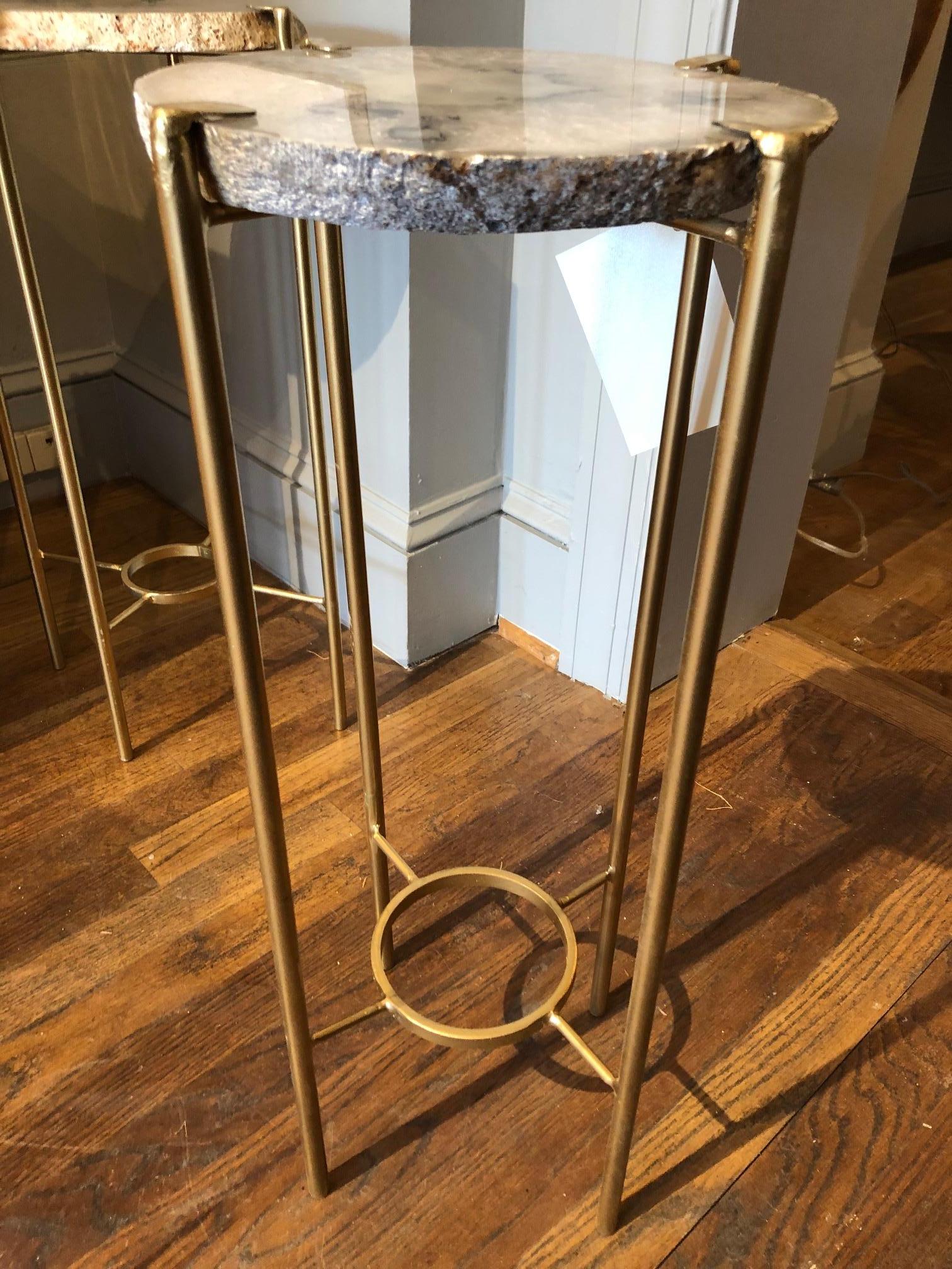 Modern White and Flecked Dark Gray Quartz End Table at 1stDibs