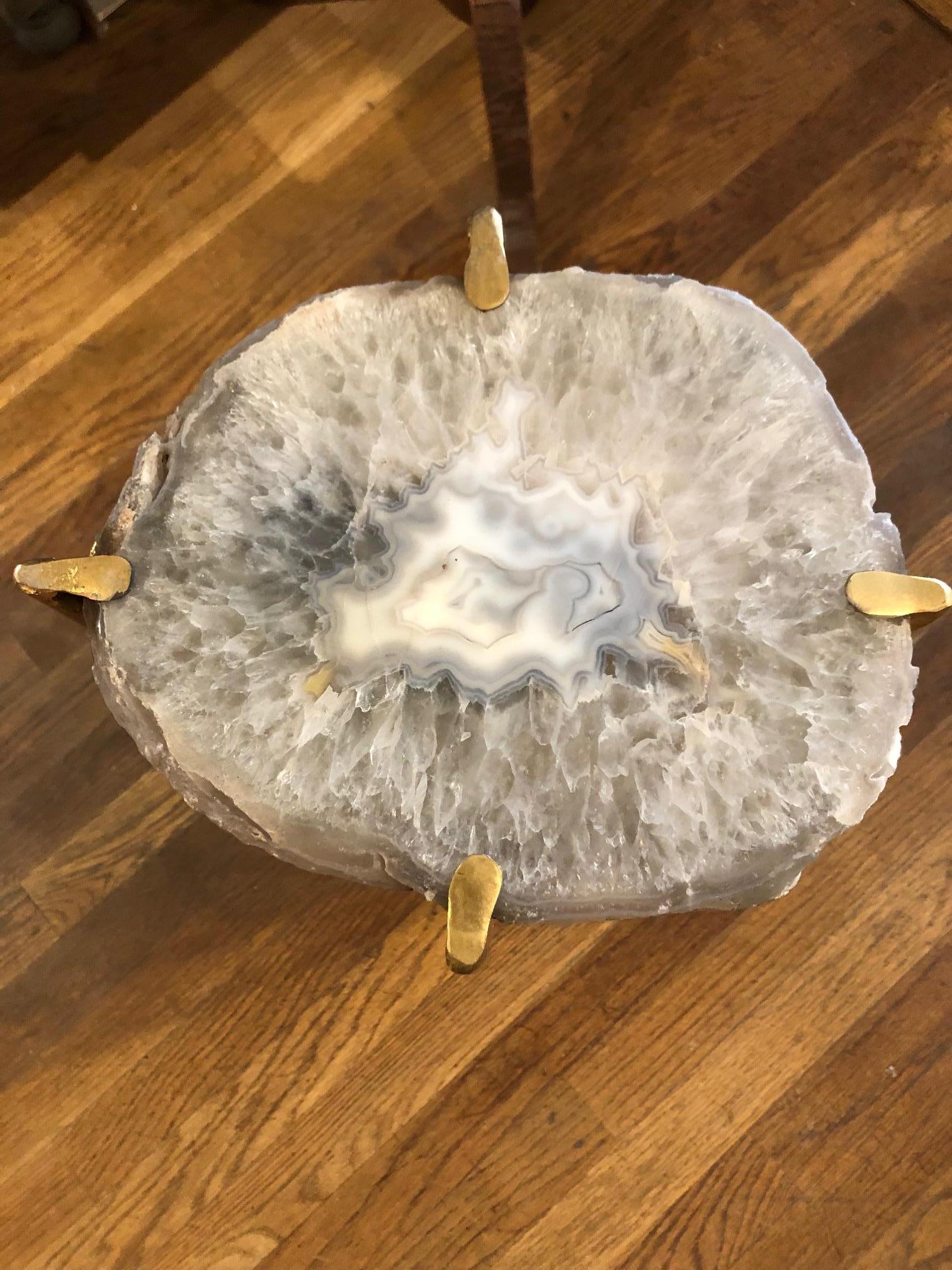 American Modern White and Gray Quartz End Table