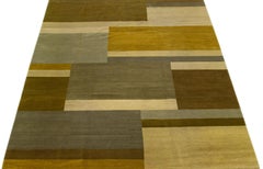 Modern Geometric Abstract Nepalese Wool & Silk Rug