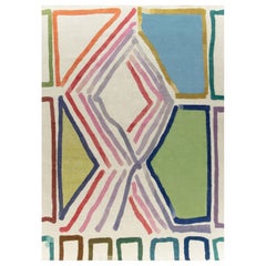 Tappeto moderno geometrico Art Deco annodato a mano di Doris Leslie Blau