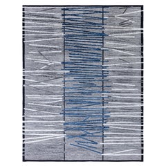 Modern Geometric Art Deco Wool
Silk Rug in Blue and Gray by Doris Leslie Blau