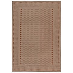 Tappeto moderno geometrico in lana beige stile Aubusson di Doris Leslie Blau