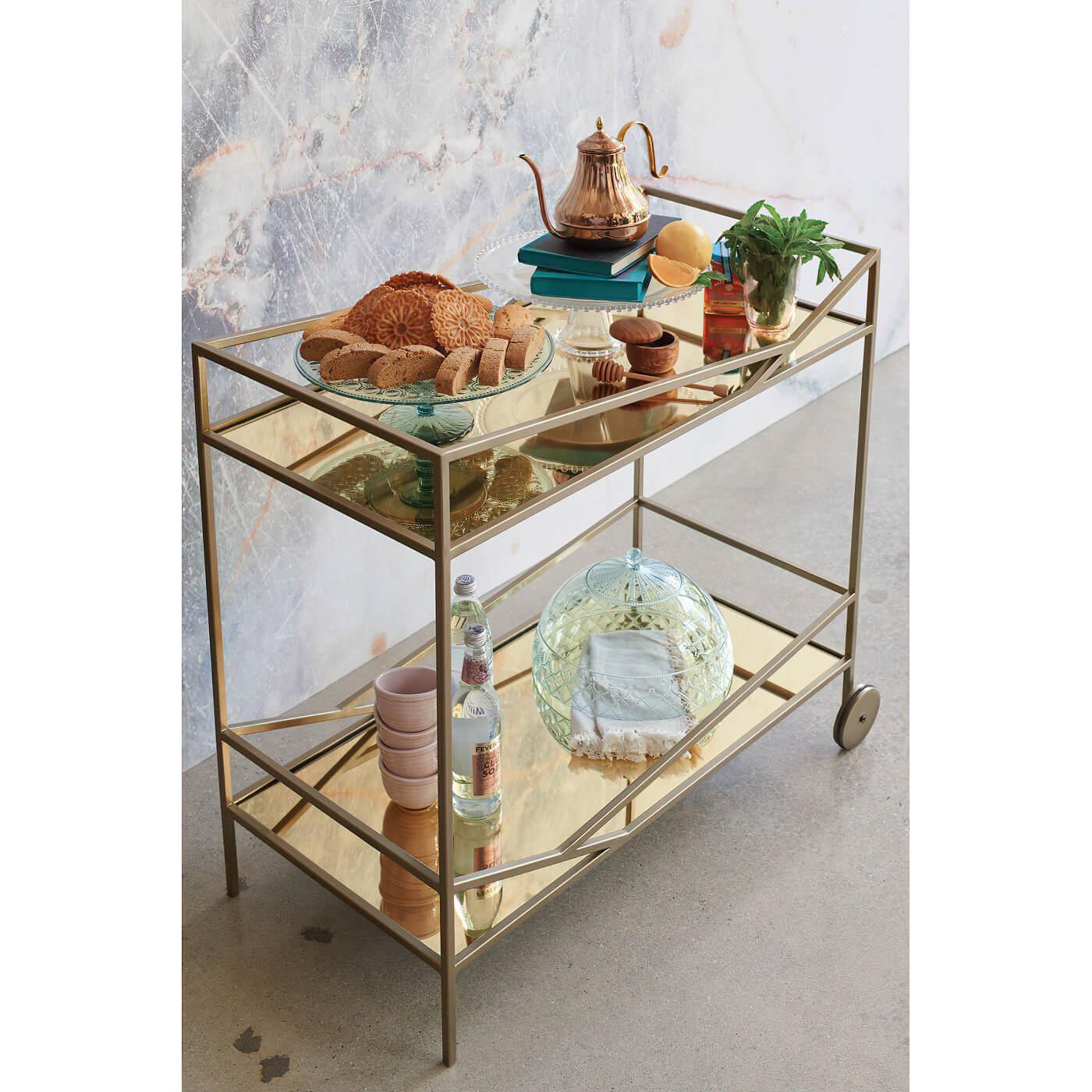 Modern Geometric Bar Cart In New Condition In Westwood, NJ