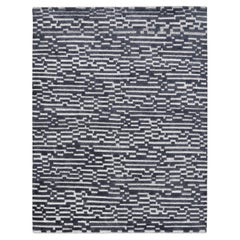Modern Geometric Blue and Grey  Wool Rug 8'x10'