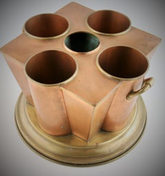 Modern Geometric Brass and Copper Centerpiece/Wine cooler