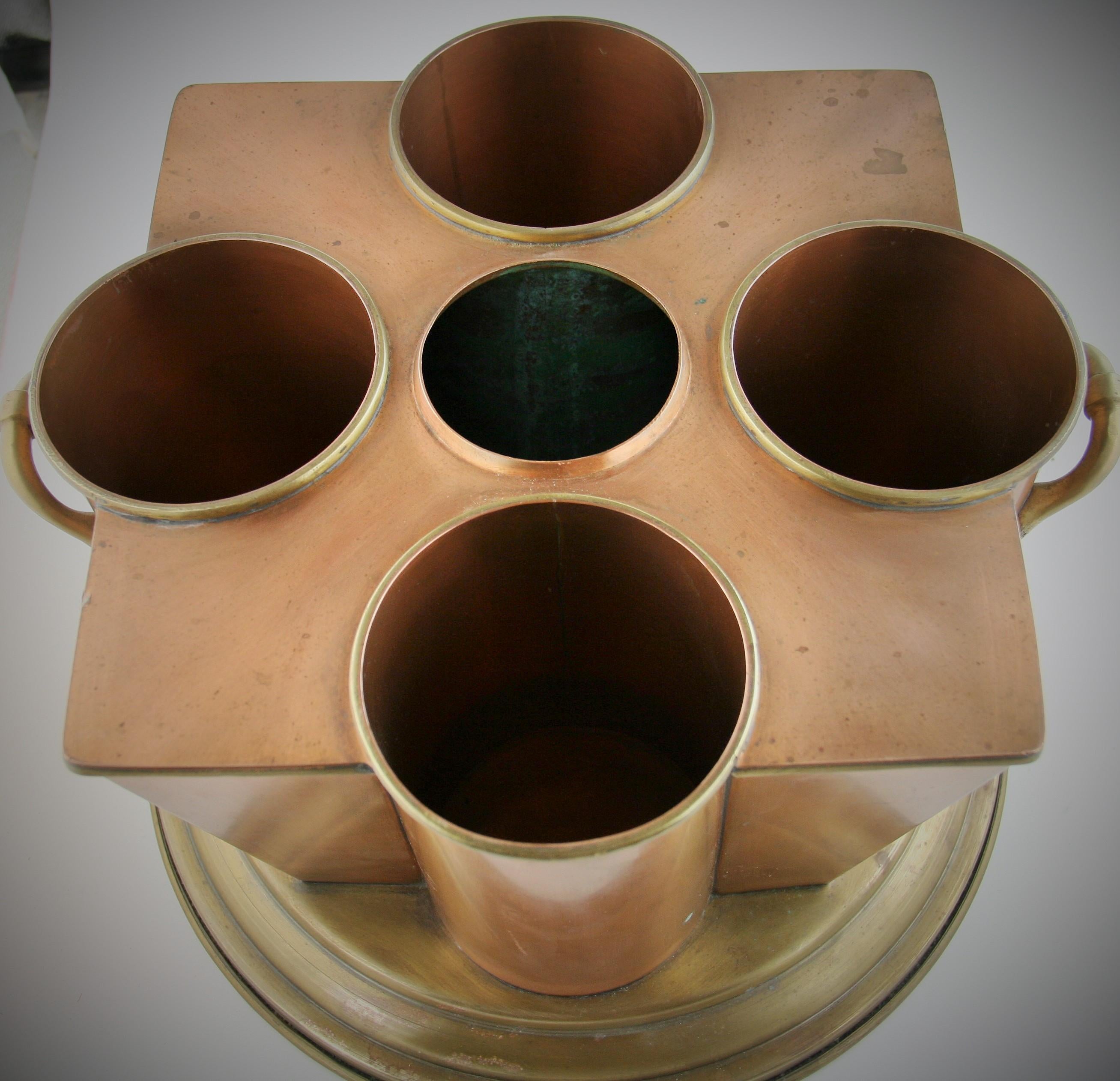 Modern Geometric Brass and Copper Centerpiece/Wine cooler 2