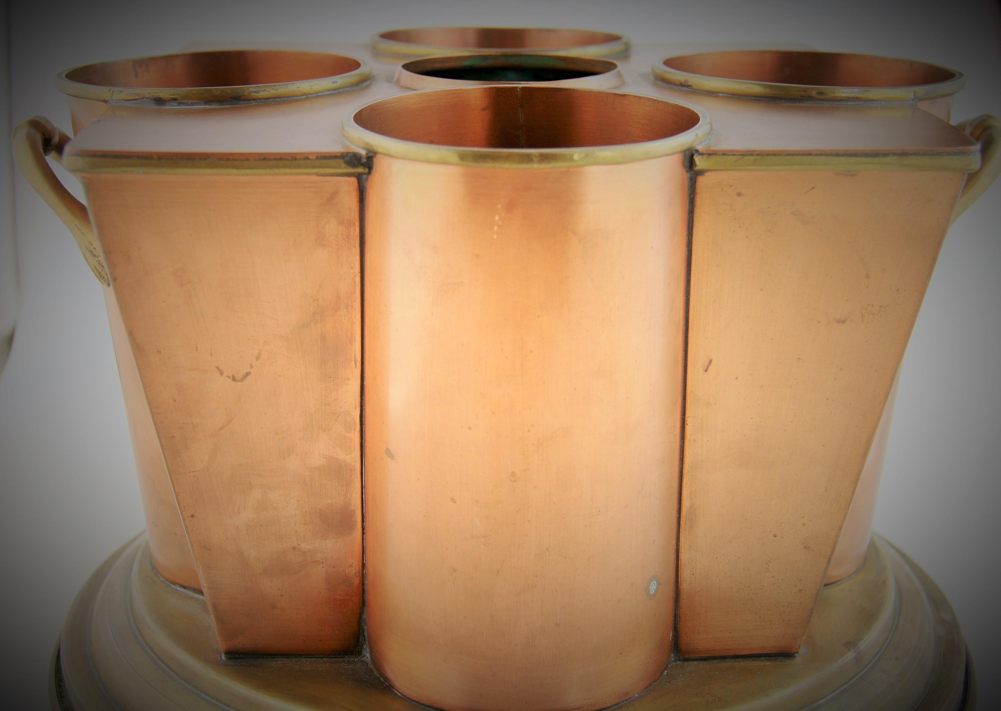 Modern Geometric Brass and Copper Centerpiece/Wine cooler 4