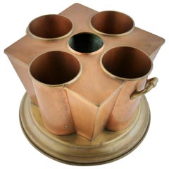 Modern Geometric Brass and Copper Centerpiece/Wine cooler