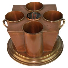 Modern Geometric Brass and Copper Centerpiece/Wine Cooler