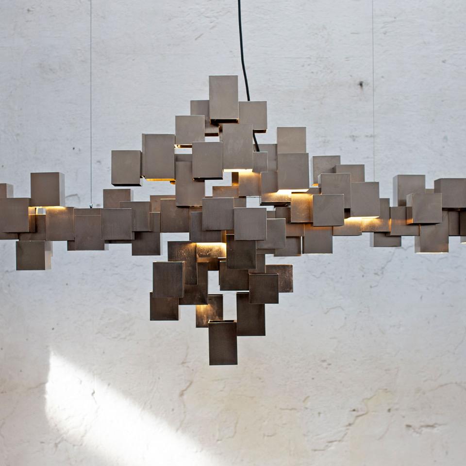 Cubi geometrici moderni in ottone e acciaio nichelato di HP Sommer per Morghen Studio In condizioni Nuovo in vendita a Milan, IT