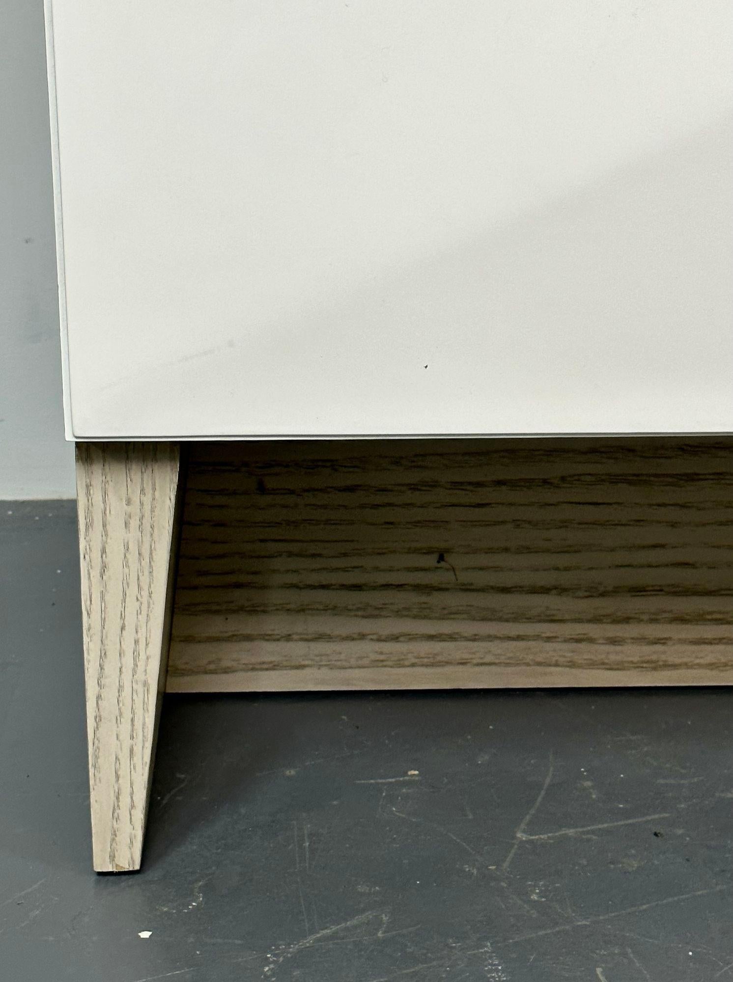 Modern Geometric Ceruse Oak Dresser, Sideboard, Cabinet, White Lacquered For Sale 9
