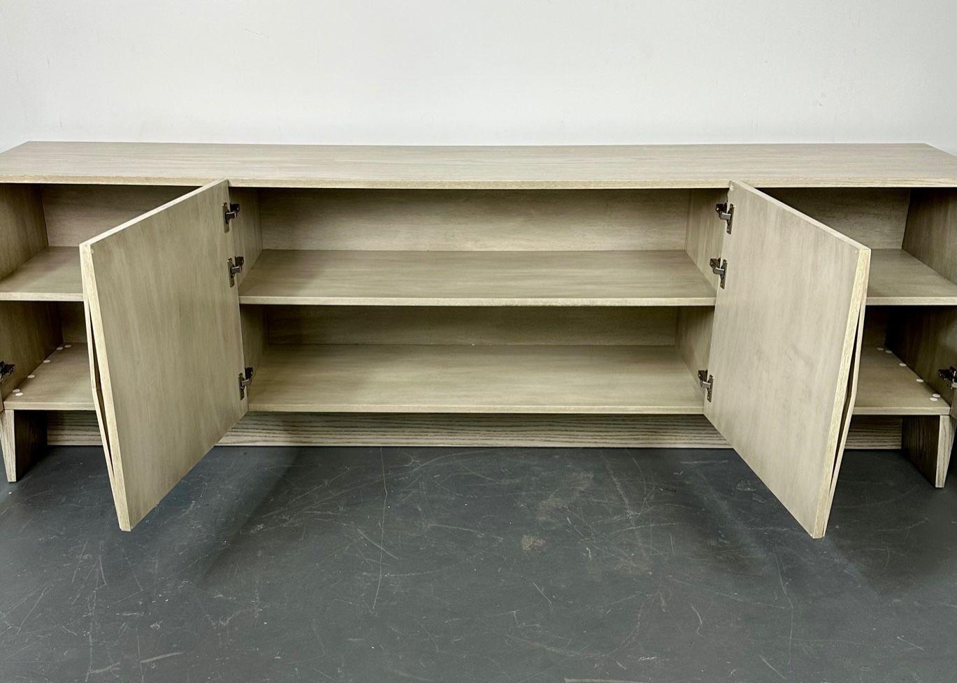 Modern Geometric Ceruse Oak Dresser, Sideboard, Cabinet, White Lacquered For Sale 11