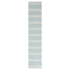 Modern Geometric Cut-Pile Flat Weave Wool Runner by Doris Leslie Blau