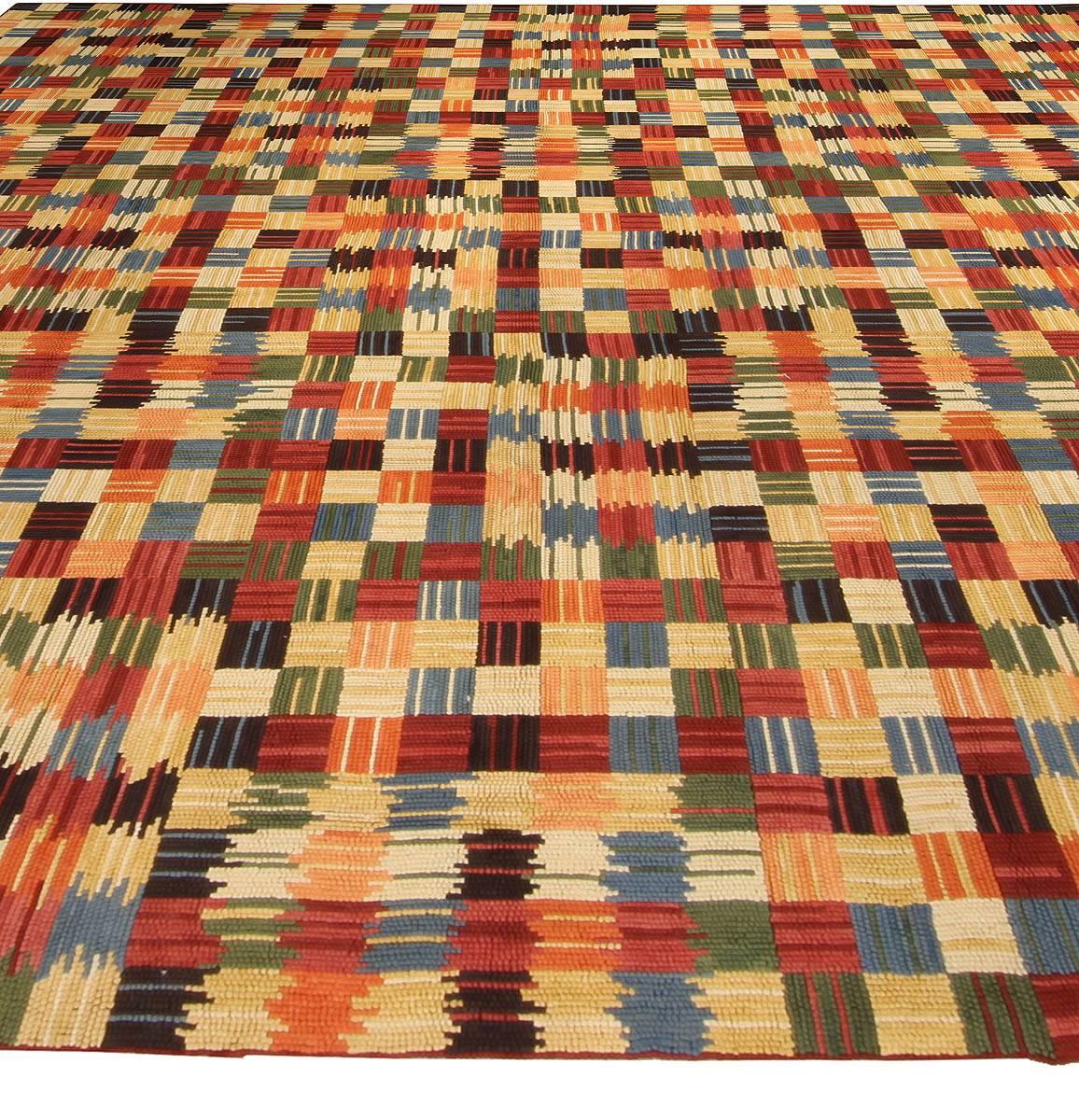 Modern Geometric Design Handmade Cotton Rug by Doris Leslie Blau Moderno en venta