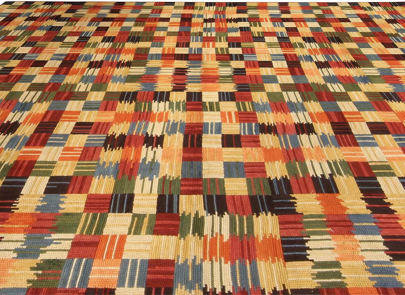 Modern Geometric Design Handmade Cotton Rug by Doris Leslie Blau Chino en venta